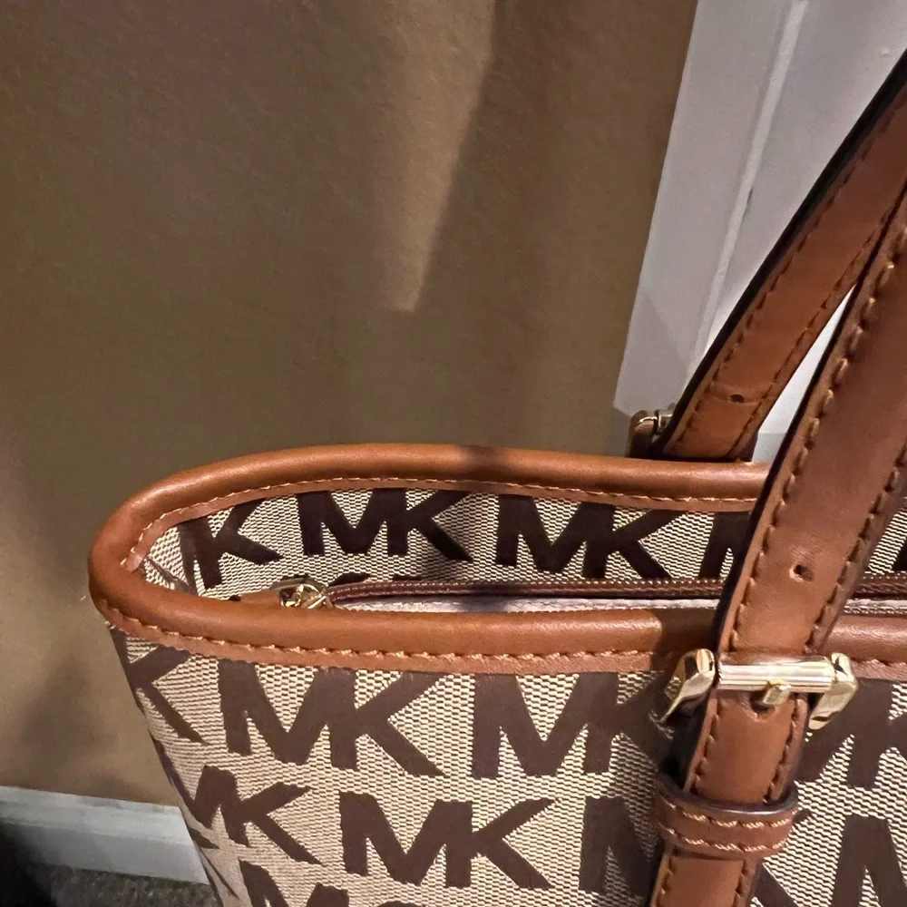 Michael Kors Tan and Brown Logo Tote - Picture 6 of 16